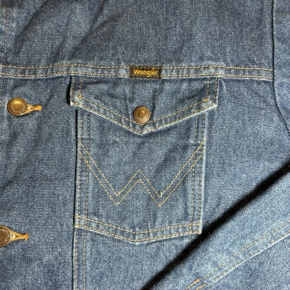 Wrangler Denim Jacket Mens 46 Blue Blanket Lined Western Tucker Corduroy Vintage - Picture 4 of 13